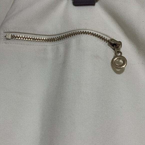 Melanie Lyne White Trousers w/ Gold Zips US 8 Straight Leg Coastal Chic - Picture 6 of 9